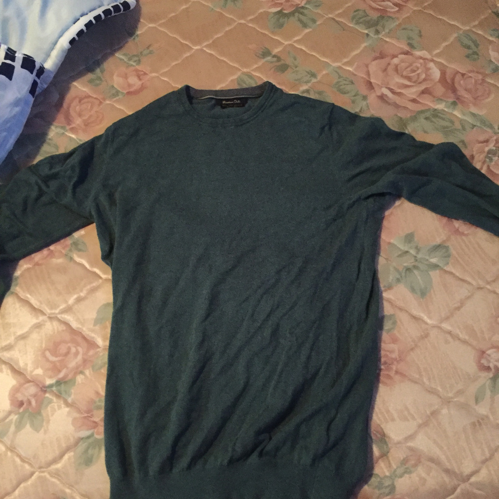 Massimo Dutti Green Crew Sweater Cashmere